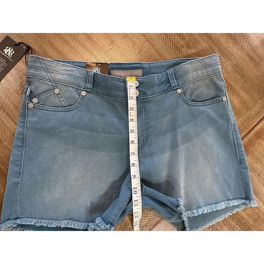 NWT Rock & Republic Bonnaroo Jean Shorts Size 14 Teal Blue Denim 4